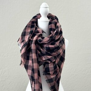 Charming Charlie Black Pink Checker Print Scarf